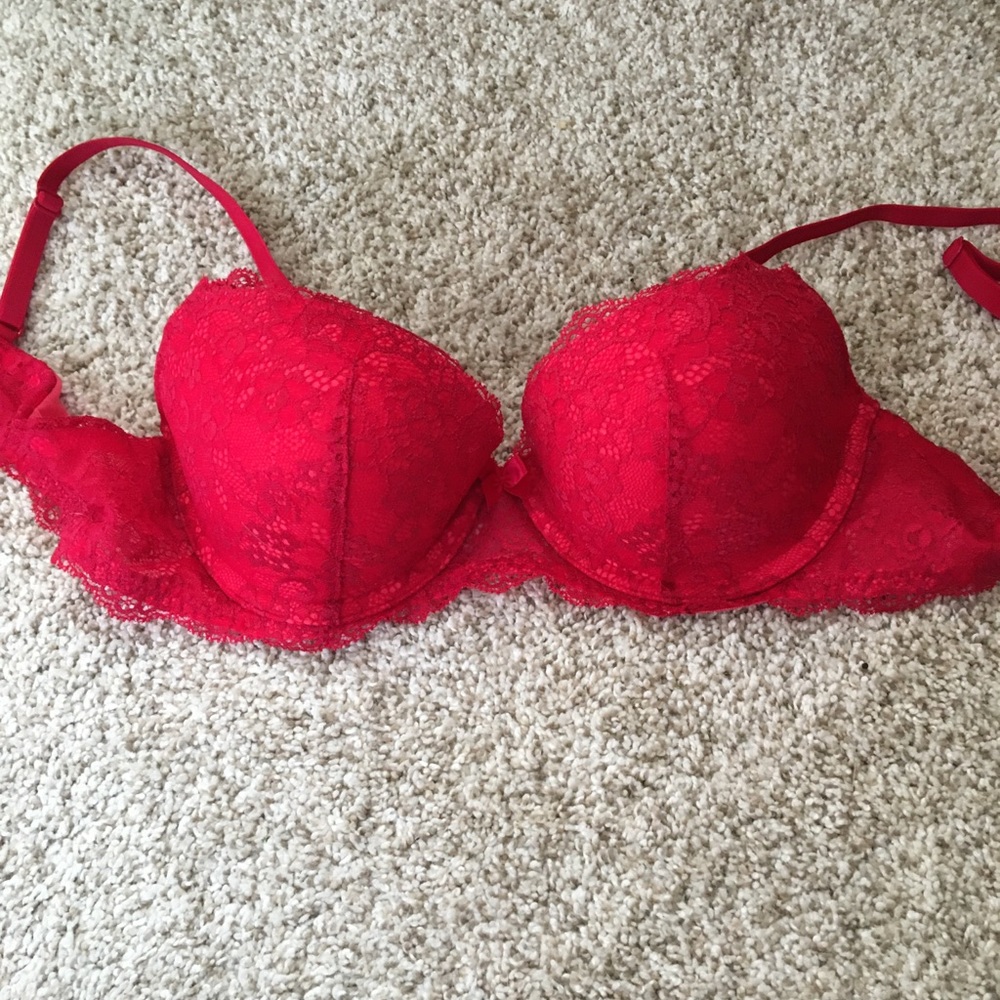 Red lace bra